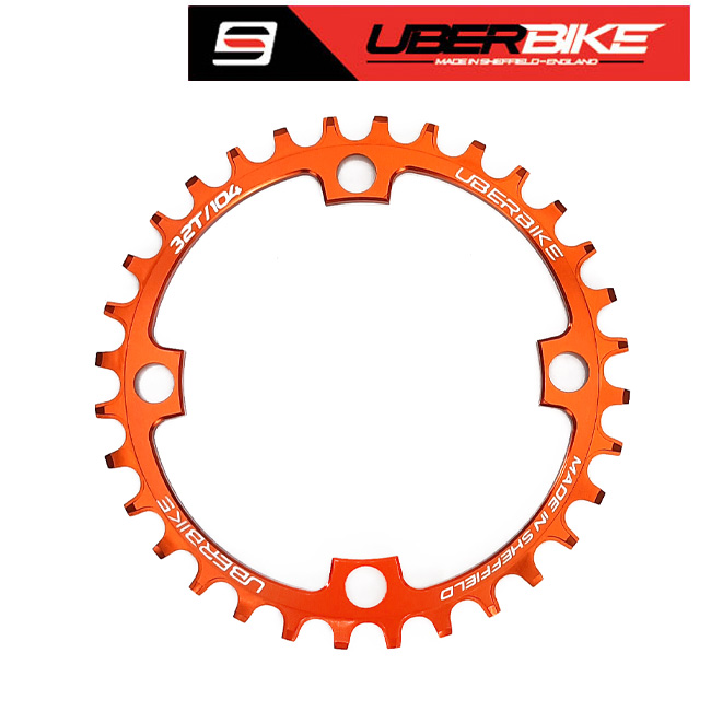 Uberbike Made in Sheffield orange chainring size  32T.