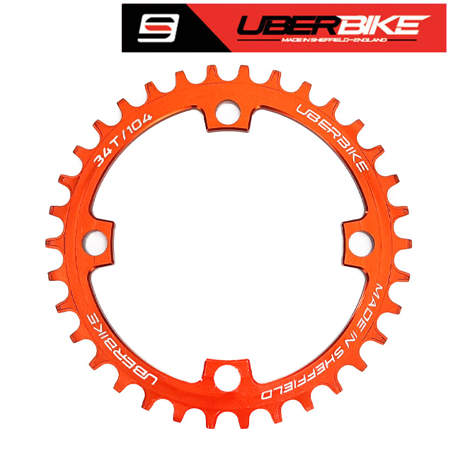 Uberbike Made in Sheffield Ornage chainring size 34T