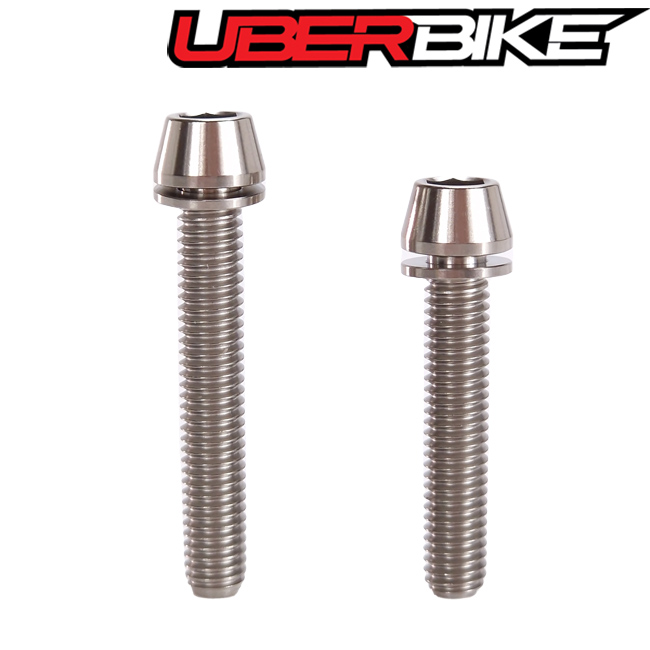 Two Uberbike Titanium Mount Bolts in Raw colour