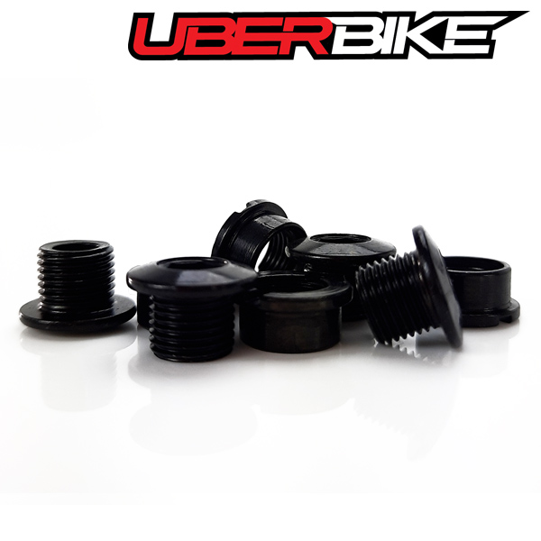 Uberbike Steel Chainring Bolt Kit in black. 