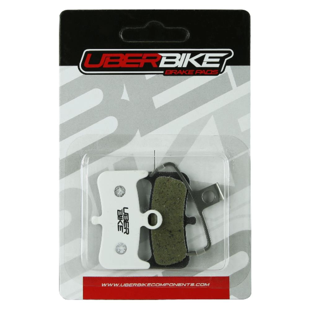 Uberbike Formula 4 Rae Matrix Disc Brake Pads in packaging, Uberbike logo in middle