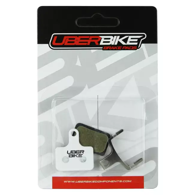 Uberbike GRX Race Matrix Disc Brake Pads in packaging, with Uberbike logo in the middle of them.