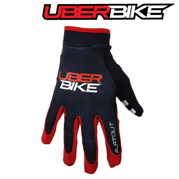 Uberbike Flatout Gloves - Black Red Logo.