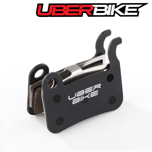 Black Uberbike Semi Metallic XTR Finned Replacement inserts with Uberbike logo in middle of them.