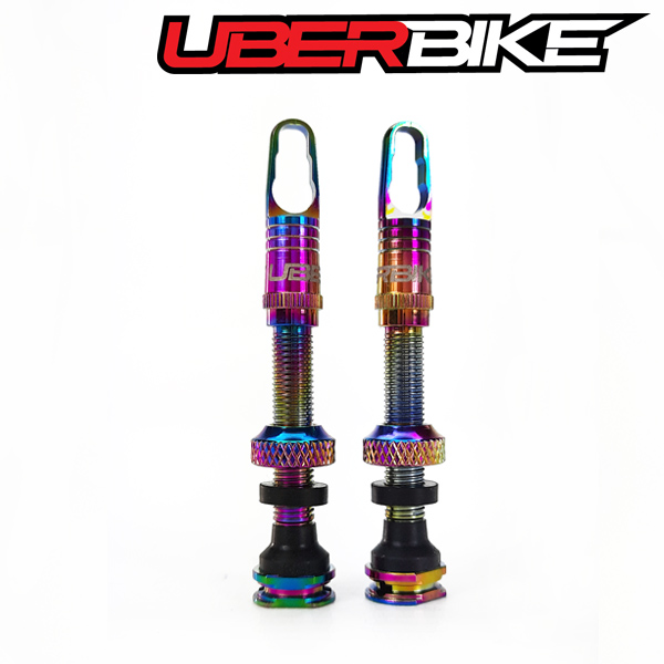 Oil Slick Uberbike Airtech CNC Alloy Tubeless Valves 40mm.