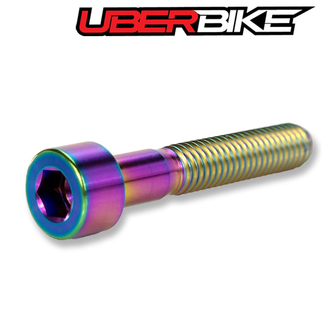 Uberbike Titanium Aheadset Preload Upgrade bolt in Oil Slick colour.