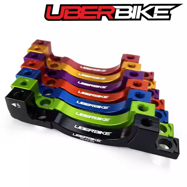 Uberbike Post to Post PM6/160mm Mounts to 203mm Disc Brake Adapter -7 colour options.