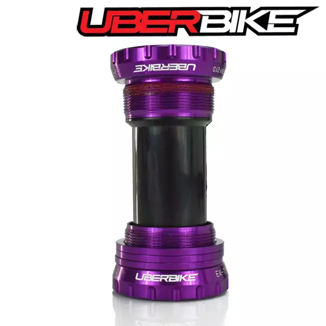 Purple bottom bracket stood up, the logo around the top and bottom is Uberbike.