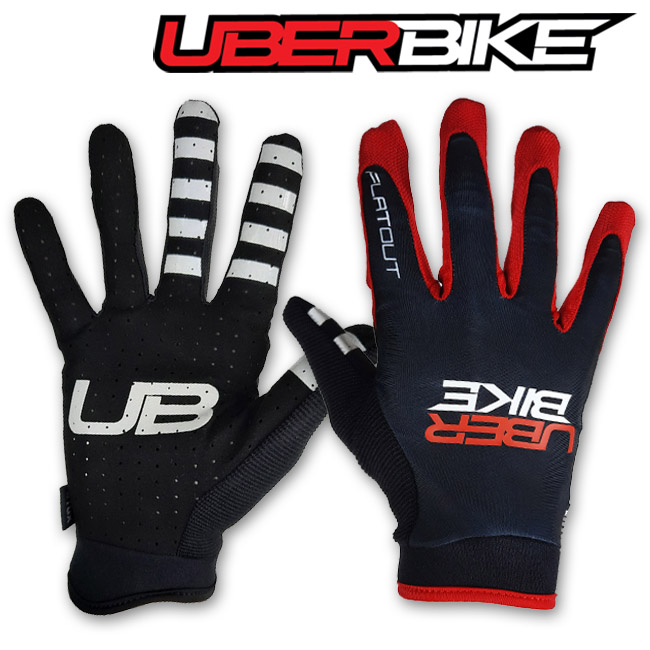 Uberbike Flatout Gloves - Black/Red Logo.