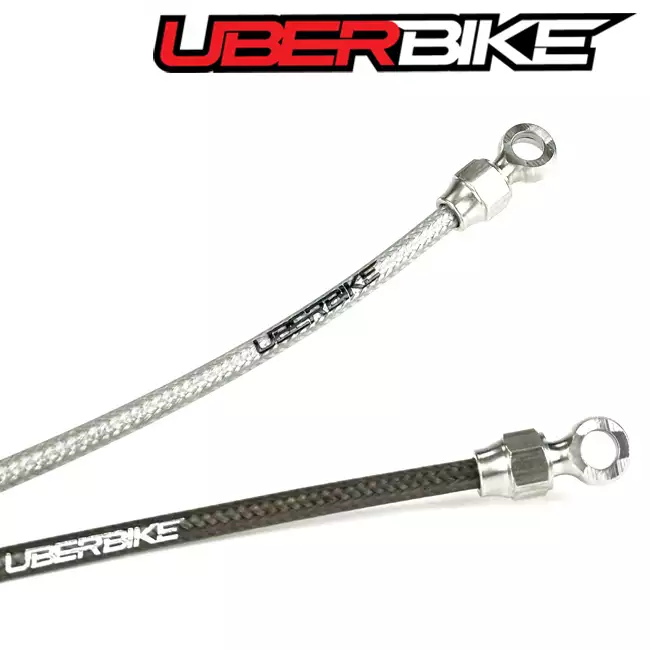 UberTech Hydraulic MTB / Road Bike Stainless Braided Brake Hose Kit in black and silver colour.