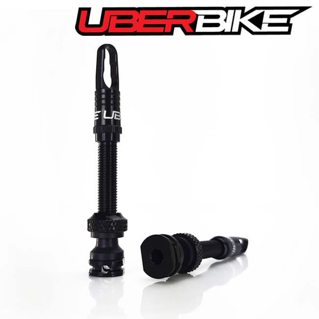 Black Uberbike CNC Alloy Tubeless Valves 40mm.
