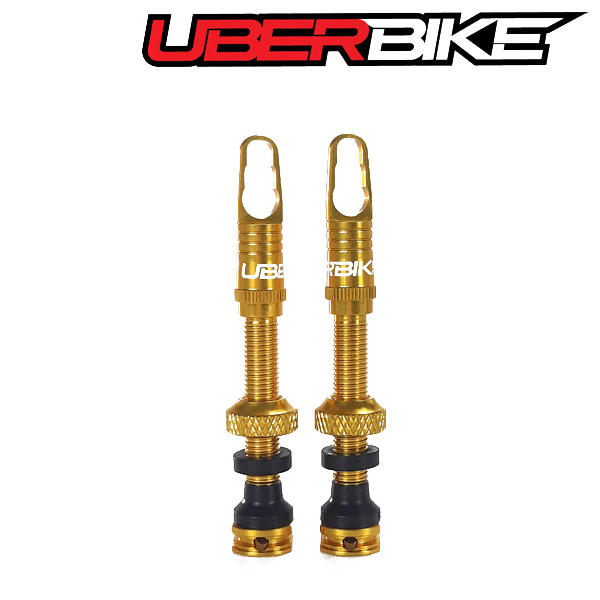 Gold colour Uberbike Airtech CNC Alloy Tubeless Valves 40mm.