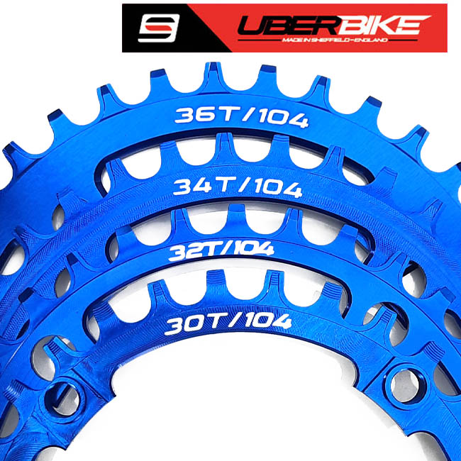 Uberbike Made in Sheffield blue chainrings.