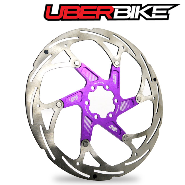 Uberbike Flatout Disc Brake rotor with purple centre. 