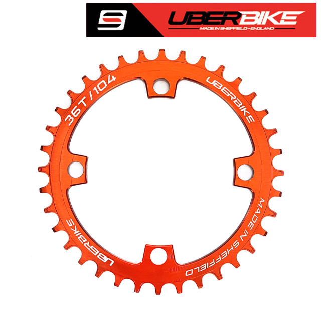 Uberbike Made in Sheffield Ornage chainring size 36T.